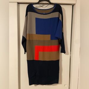 Vince Camuto color block sweater dress Blue and Brown Knitwear